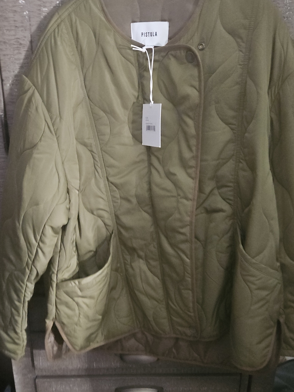 pistola  ELVA ADMIRAL light olive quilted utility jacket 228.00 Retail